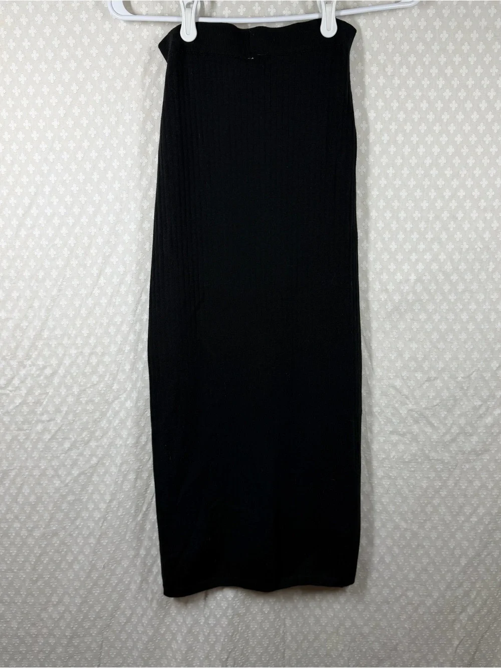 Free People Black Ribbed Knit Skyline Midi Pencil Skirt
